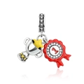 Detailed silver trophy and red first-place medal charms with cubic zirconia crystals - Trophy and Red Medal (CCT948)