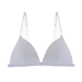 White ribbed thin strap triangle bralette for women with seamless minimalist design - L (Fit 80ABC) / White