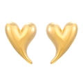 Macro shot of 18K gold plated heart earrings with streamlined asymmetrical profile - 18K Gold Plated Curved Heart (A-1244)