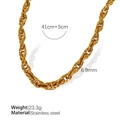 Golden stainless steel twisted rope chain necklace with 41cm length and 6.9mm width - XL308 Gold Necklace (6.9mm Width)