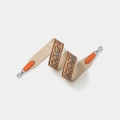 Beige woven shoulder strap featuring orange and black paisley embroidery with leather ends - Width 5cm Length 70cm / Orange Silver Buckle