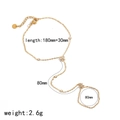Gold stainless steel flower hand chain bracelet with zircon stones and sizing details - Flower Round Rhinestone Style (TB5169)