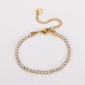 Vergulde roestvrijstalen tennisarmband met ronde zirkonia en verstelbare karabijnsluiting - 3mm 16+5cm / Goud