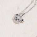 Silver koala bear pendant necklace with white pearl inlay and thin silver-tone metal chain - Platinum Plated Bear Head