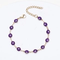 Detail of adjustable gold-plated chain bracelet with purple glitter enamel round charms - Bracelet 17+5cm / Gold + Purple