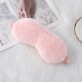 Soft pink faux rabbit fur sleep mask with comfortable elastic satin head strap - Dusty Pink