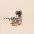 Orecchino a lisca di pesce in argento con zirconi e chiusura a vite da 0,8 cm - 2# Lisca di Pesce / Argento