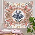 Detail of bohemian mandala tapestry featuring moths and butterflies on a white wall - 73X95CM / Brushed Fabric / QY928-1/Deer Antler Moth