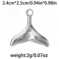 Zilveren vissenstaart hanger van 304 roestvrij staal, afmeting 2,4 cm x 2,5 cm - Visstaart-Zilver