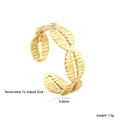 Minimalist 18k gold irregular open ring with 5.9mm width and adjustable size - Size 7 (Adjustable) / Gold Shell Texture Open Style (RI164607G)