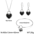 Set di gioielli cuore nero 3 pezzi in acciaio al titanio con collana, orecchini e bracciale - Acciaio Nero(KS199048-Z)