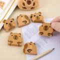 Cute capybara shaped creative rubber eraser set in brown finish for school kids - Capybara Shaped Eraser