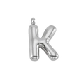 Balloon style letter K pendant in polished silver stainless steel for women - Letter K-Pendant Only / Silver