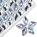 Rhombic crystal charms with AB iridescent finish and clear silver tones for DIY jewelry - Single Hole Rhombus / 12x19mm / Rainbow AB