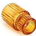 European minimalist amber ribbed glass candle holder with elegant vertical textured design - Cylindrical Style / Amber