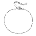 Silver stainless steel chain bracelet with white enamel dots and lobster clasp - Silver White