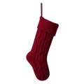 Calza natalizia rossa in maglia a trecce con gancio per decorazioni festive - Rosso Porpora
