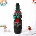 Funda navideña de punto para botellas de vino con copos de nieve y pompones - Verde