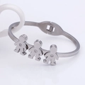 Silver bracelet with three small boy silhouettes and sparkling zircon stones - Three Boys Style (KB96142-K)