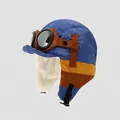Detail einer Kinder Pilotenmütze mit Schutzbrille und warmem Fleecefutter für Winter - 4-6 Jahre / Blau