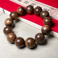 Polished Argentine green sandalwood prayer beads with natural wood grain and oil finish - 10mm 19 Beads / Medicinal Sinking Wood
