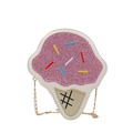 Cute pink and white ice cream shaped crossbody bag with gold chain strap for women - Off White