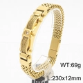 Men's gold braided chain bracelet with rhinestone detail and metal plate 69g - Gold Cable Style (KB170413-KFC)