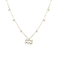 Gold-plated stainless steel Aquarius zodiac necklace with sparkling zircon stone accents - Aquarius