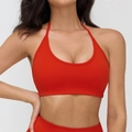 Reggiseno sportivo all'americana rosso brillante con scollo a U e tessuto elasticizzato - L / Rosso
