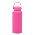 Neon pink 1L stainless steel vacuum insulated sports water bottle with handle lid - Fluorescent Rose Red