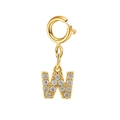 Collana a doppio strato in acciaio al titanio dorato con ciondolo a lettera 'W' e cristalli - Ciondolo Lettera-W