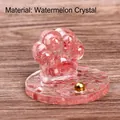 Watermelon crystal cat paw phone stand with pink crushed stones and a gold bead - Watermelon Quartz