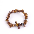 Handmade elastic bracelet crafted with natural tiger eye crushed stones in yellow-brown - Tiger's Eye