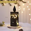 Medium black Christmas lantern with reindeer cutout pattern and warm yellow LED light - 20cm / Medium Black
