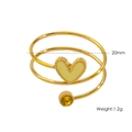 Adjustable golden spiral ring with yellow enamel heart and gem, 20mm diameter, 1.2g weight - Yellow