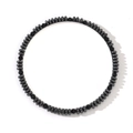 Men's vintage natural stone bead bracelet with hematite disc and faceted round beads - Black Flat Disc Faceted Bead Bracelet (TDS-B24062001A)