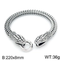 Pulsera de serpiente retro punk de doble cabeza en acero inoxidable plata, 220x8mm - 18cm / Color Acero Retro (KB145401-BDJX)