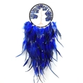 Detail of life of tree dream catcher with blue stones, feathers and white pearls - Blue Feather + Blue Vein Stone