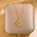 Golden double-pendant necklace with hollow letter H and crystal-studded disc charms - 64#xl1779-52h Disc