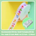 White birthday ribbon with colorful Happy Birthday prints and balloon motifs for gift wrapping - Happy Birthday Colorful Bold / 2CM*25 Yards