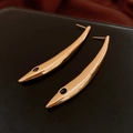 Elegant gold-tone curved hoop earrings with a polished finish and minimalist design - 18K Gold Plated Linear Style (9# Silver Pin-Gold-18K Plated Linear)
