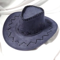 Sombrero vaquero clásico azul oscuro con costuras decorativas y ojales metálicos - Niños 54CM / Gris Azul Profundo