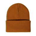 Classic knitted beanie hat in warm ginger brown color with ribbed cuff details - One Size / Caramel color