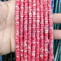 Close-up of natural red stone spacer beads with unique mottled textures for DIY jewelry - Imperial Jasper 19