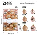 Set di 26 palline di Natale oro rosa assortite in dimensioni 4, 5 e 6 cm - Stile Champagne Q3-37 / Set da 26 (4/5/6cm misto)