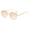 Retro small frame hexagonal double bridge sunglasses with gradient brown lenses - Gradient Tea