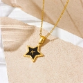 Chic gold titanium necklace with black star pendant featuring letter K detail - Letter K Style (D112)
