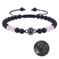 Bracciale proiezione Ti Amo con cristalli neri opachi e rosa su sfondo bianco - Pietra opaca & Quarzo rosa (Bracciale a proiezione)