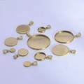Set of ten golden stainless steel circular pendant tray blanks in various sizes for DIY - 10mm / Gold