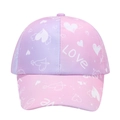 Rosa und lila Einhorn Baseballkappe für Mädchen mit weißen Herz- und LOVE-Aufdrucken - Love Herz Druck - Lila